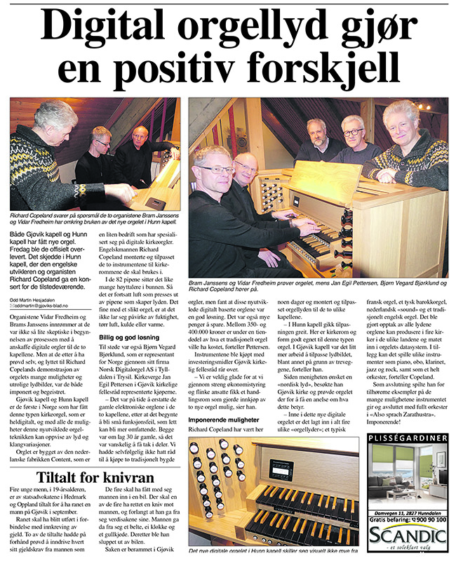 Organist Richard Copeland in Gjoevik in Norway